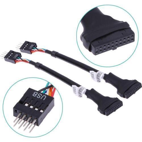 USB 3.0 20-Pin Male To USB 2.0 9-Pin Motherboard Header Female Adapter Cable