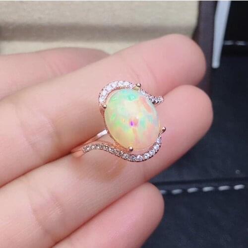New Arrival Natural and Real Natural and Real Opal Ring Solid 925 Sterling Silver For Women Colour Gem Stone Rings Fine Jewelry