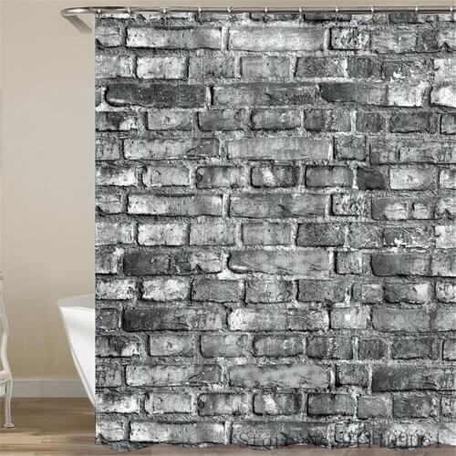 Creative Retro Red Brick 3D Printed Shower Curtain Bathroom Waterproof and Mould Proof Polyester Fabric Bathroom Curtain
