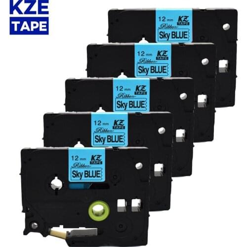 5PCS 12mm*4m Tze-R531 Black on Blue TZe Satin Ribbon Label Tape for Brother P-touch ribbon printer tz-R531 tze R531 TZ-R531