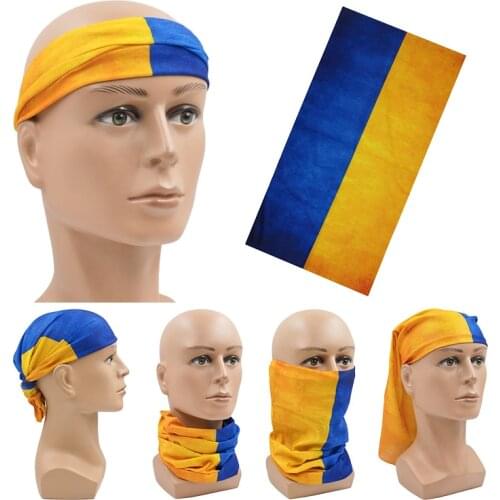 Summer Seamless Breathable Outdoor Sports Bandana Hiking Hunting Cycling Running Scarf Riding Ukraine flag Face Mask Men Women