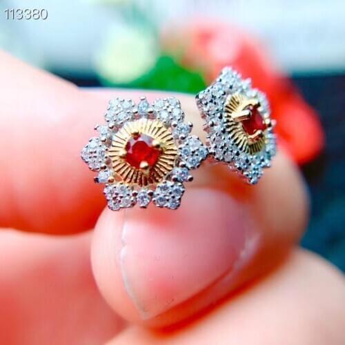 Best Gift Natural Real Ruby Earring Natural And Real 925 sterling silver Rubby Earring Fashion Ring