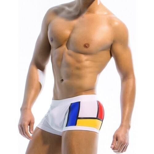 Mens Boxer Swimming Shorts Summer Beach Swimming Vacation Shorts Quick-Drying Four-Corner Swimming Swimsuit With Coaster