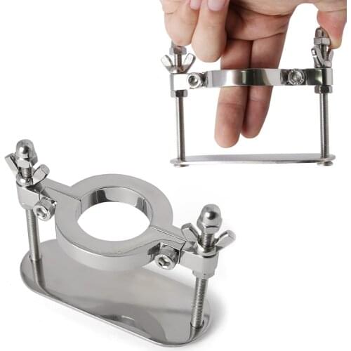 Male Stainless Steel Ball Smasher Squeezer Penis Crusher Scrotum Bondage BDSM Ball Stretcher Scrotal Fixture Sex Toyes