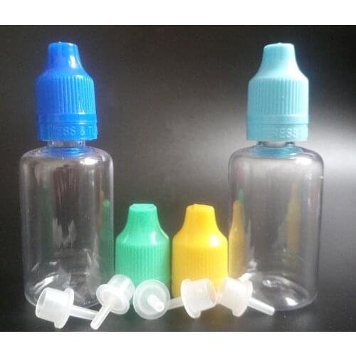 NEW Colorful Tamper Evident Seal and Child Proof Empty Bottle 30ml E Liquid Plastic Dropper Bottles with Long Thin Ti