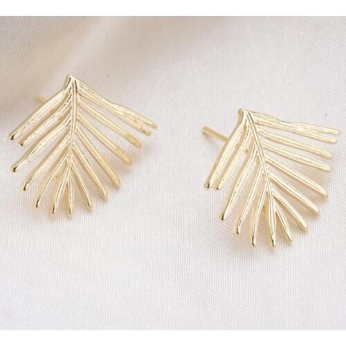 2021 New Style S925 Silver Fungus Needle Wholesale Jacket Leaf White Fungus Nail Earrings Accessories DIY Jewelry For Women