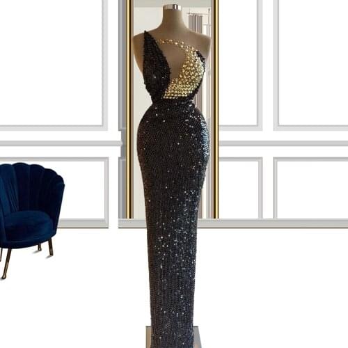 Sequined Black платья на выпускной 2021 elegant dress women for wedding party vestidos de promoción vestidos de graduación