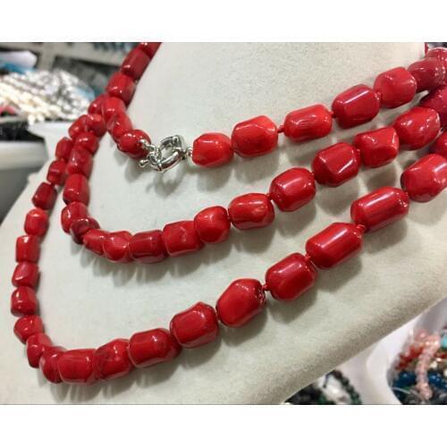 New Pacific Style 10x12mm Nature Carved Red Coral Sterling 50 Inch JTV Necklace
