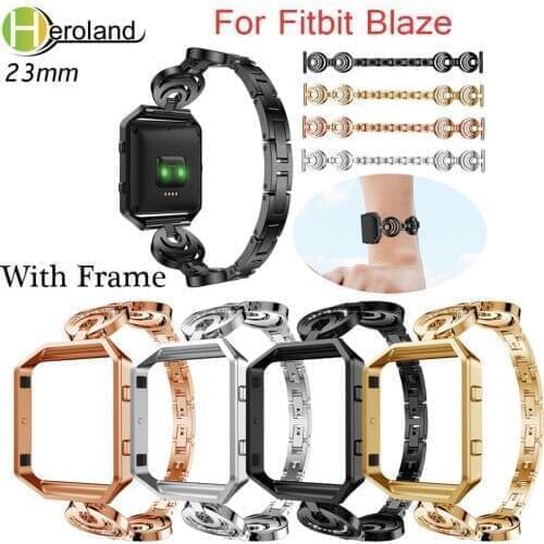 Stainless Steel watchband For Fitbit Blaze smart replacement wristStrap For Fitbit Blaze bracelet with Frame 2 in 1 Watch Case