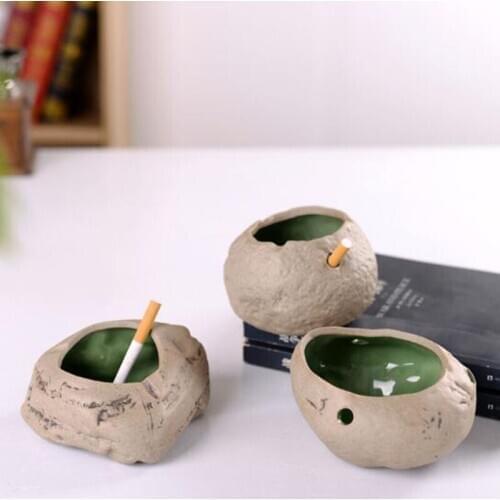 Retro Household Ashtray Ceramic Crafts Ash Tray Cigarette Holder Container Living Room Office Decoration