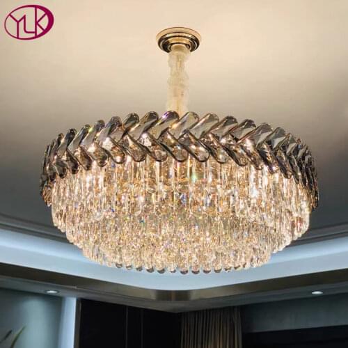 New modern crystal chandelier for living room luxury round cristal light fixture kitchen island dining room decor chain lighting