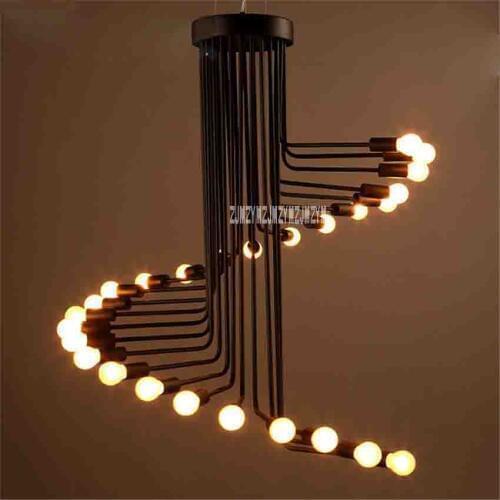 Pendant Light Modern Vintage Loft Spiral Staircase Style 20/ 26 Bulbs E27 Indoor Room Decor Antique Hanging Lamp