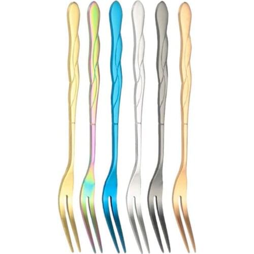 10Pcs Stainless Steel Cake Fork Fruit Fork Dessert Cake Forks Salad Cocktail Fork Two Prong Dinner Fork