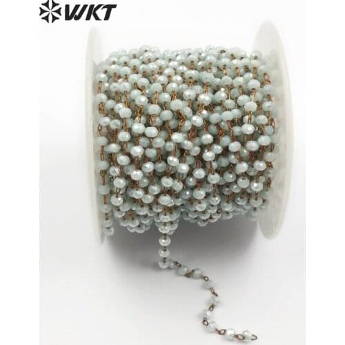 WT-RBC047 wholesale Custom Beautiful blue chain Natural white stone High qulaity white stone beads chain for jewelry