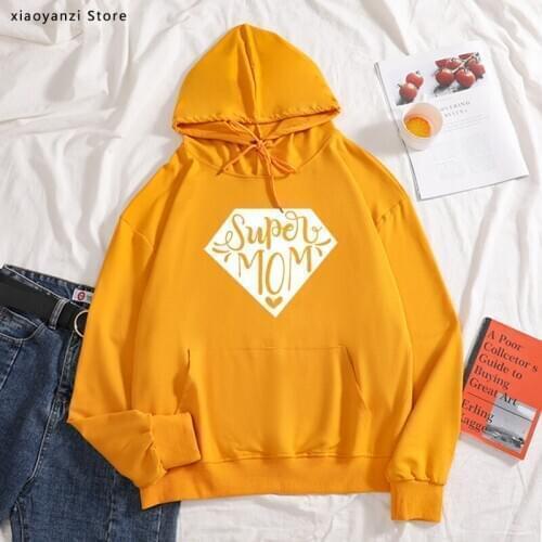 Super Mom heart Print Women hoodies Cotton Casual Funny sweatshirts For Lady Young Girl pullovers new-1028