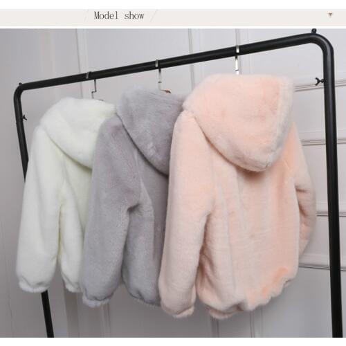 Plus Size Pink Furry Faux Fur Hoodie Coat Women White Warm Long Sleeve Outerwear Winter Fluffy Shaggy Coat Jacket Overcoat