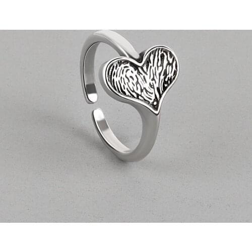 925 Sterling Silver Vintage Heart Finger Ring For Women Girls Party Jewelry Accessories Anillos Bijoux Femme jz564
