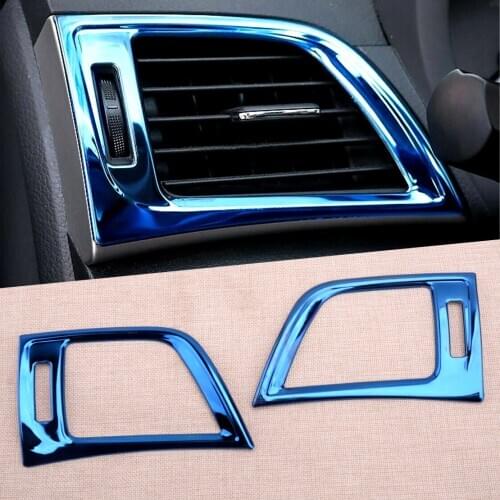 1 Pair Car Blue Stainless Interior Dashboard Side Air Vent Outlet Cover Trim Fit for Nissan Sentra 2016 2017 2018 2019