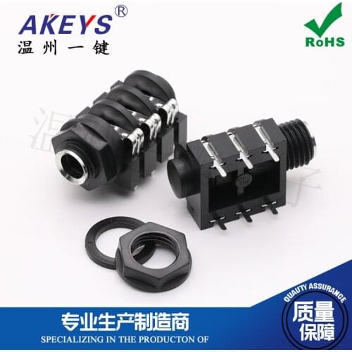 10PCS CK-6.35-634T silver plated mouth 6.35mm headphone jack 6-pin plug 6.35 caliber microphone socket