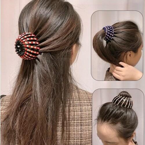 20PCS/lot Fashion Drill Hair Bun Bird Nest Expanding Horsetail Buckle Hair Clip Female Ponytail Claw Pins Ladies Headwear Hair
