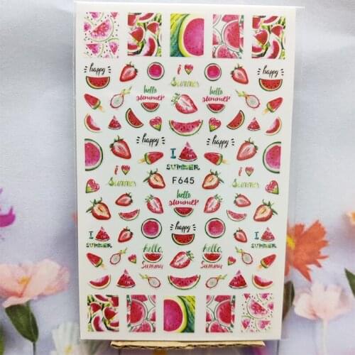3D Nail Sticker Spring Fall Watermelon Strawberry Nail Glue Stickers Sweet Fruit Stickers for Manicure Nail Art Decoration