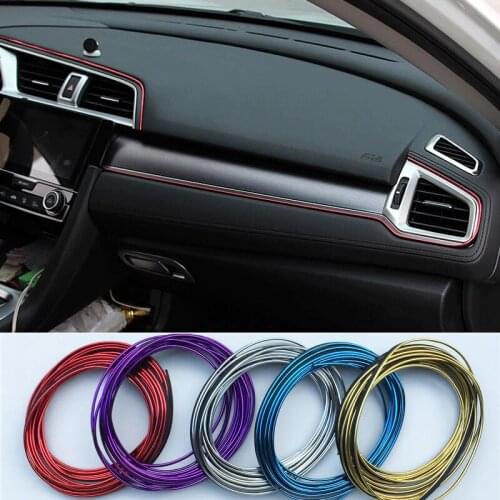 5M/Pack Car Dashboard Edge Trim Styling Interior Chrome Decorative Moulding Universal Auto Accessory Insert Strip Free Scraper