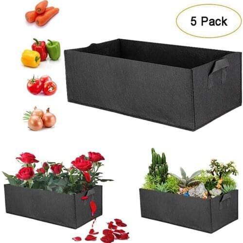 5-Pack Garden Plants Grow Bag Heavy Duty Thickened Nonwoven Plant Fabric Vegetables Fruit Container Pot with Handle Dropshipping