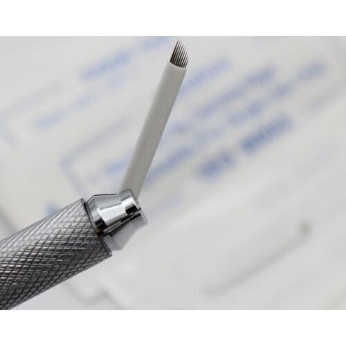 50pcs 316L Stainless Steel 0.2mm 11 Pin Microblading Needle Permanent Eyebrow Makeup Blades Tattoo Manual Needle For 3D Eyebrow
