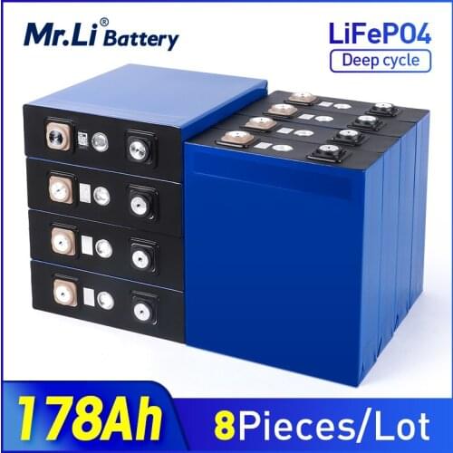 Mr.Li 8pcs 3.2V 178Ah Lifepo4 Battery Rechargeable Lithium Iron Phosphate Cell For DIY 12V 24V Electric Car Solar Battery Pack