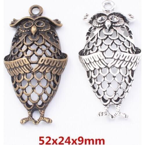 8 pieces of retro metal zinc alloy owl pendant for DIY handmade jewelry necklace making 7787