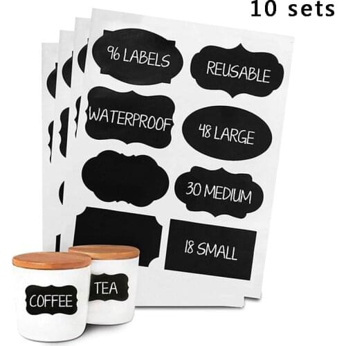 80pcs/Set Waterproof Chalkboard Kitchen Spice Label Stickers Erasable Home Jars Bottles Tag Blackboard Labels Sticker Wholesale