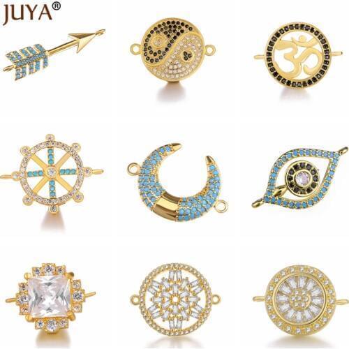 Juya Trendy Series Connector Shiny Zircon Crystal Jewellery Findings Accessories Charms DIY Jewelry Components