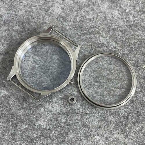 Watch Case 42MM Stainless Steel Frosted Transparent Bottom Watch Case for ETA6497 ST36 Watch Movement
