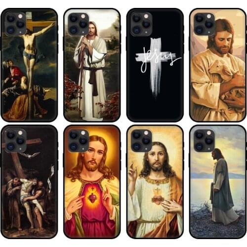 Black tpu case for iphone 5 5s se 6 6s 7 8 plus x 10 cover for iphone XR XS 11 pro MAX case Christ Jesus cross