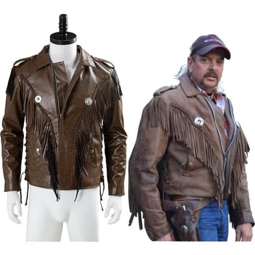 Tiger King Joe Exotic Cosplay Costume Jacket PU Leather Coat Halloween Carnival Costumes