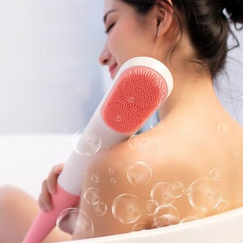Electric Silicone Body Brush Back Rub Skin Back Scrubber Firm Exfoliating Bath Brushes Shower Brush Long Handle Body Wash Tools