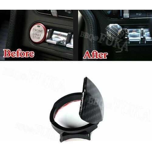 Car Ignition Engine Start Stop Button Switch Cover Cap Trim Carbon Fiber Style Fit For Ford Mustang 2015 2016 2017 2018