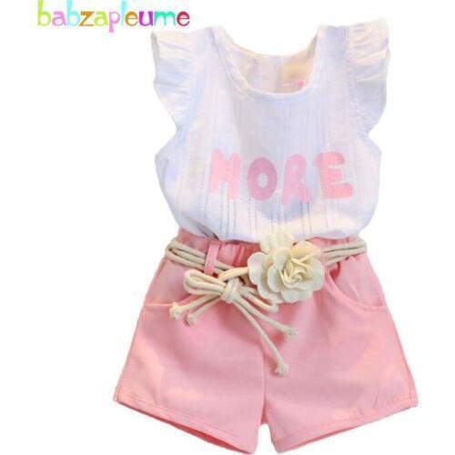 Summer Baby Girls Clothes Cotton Sleeveless Girl Costume Kids Outfit infant Tracksuit Toddler tops+shorts Child Dress 2-7Y A161