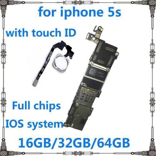 Motherboard for iphone 5s Clean icloud Unlocked 16GB 32GB 64GB with / without touch ID for iphone 5s mainboard High quality