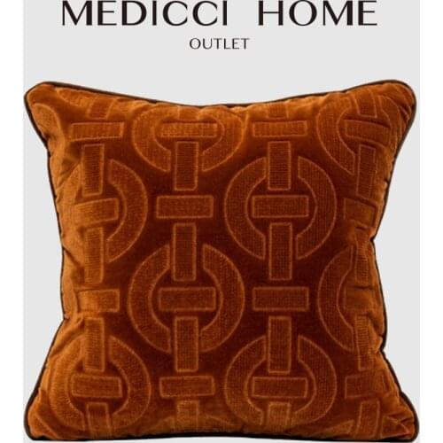 Medicci Home Cushion Cover Modern Luxury Thick Flannelette Velvet Oringnal Design Geometric Embroidery Accent Sofa Pillow Cases