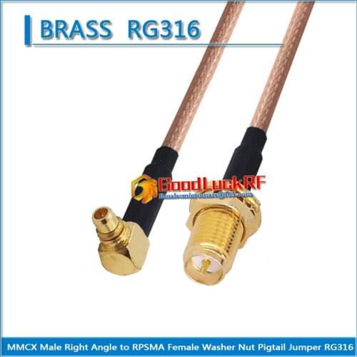 MMCX Male Right Angle 90 Degree to RP-SMA RP SMA Female O-ring Bulkhead Washer Nut Coaxial Pigtail Jumper RG316 extend Cable