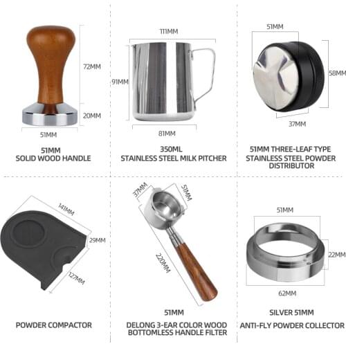 Coffee Utensil Sets Coffee Bottomless Portafilter For Delonghi Filter 51MM Stainless Steel Replacement Filter Basket Coffee Acc