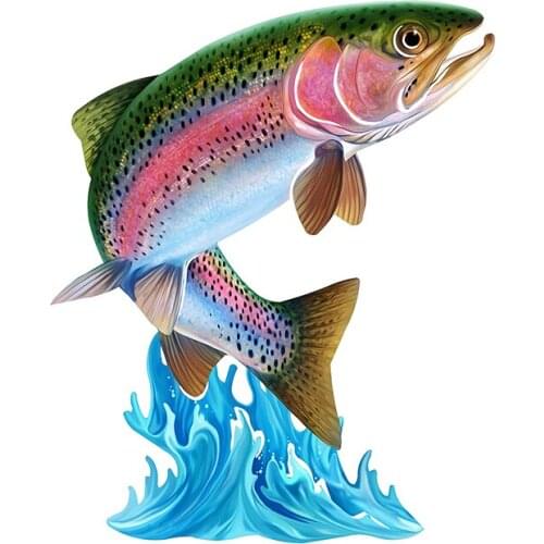 Dawasaru Cool Jumping Northern Pike Walleye Fish Car Sticker Waterproof Decal Truck Motorcycle Auto Accessories PVC,15cm*13cm