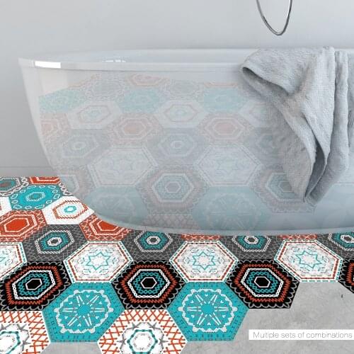 Funlife Waterproof Floor Stickers For Bathroom,Colorful Painting Style Decorative Tiles Sticker,Anti-slip Adhesive Floor Decals