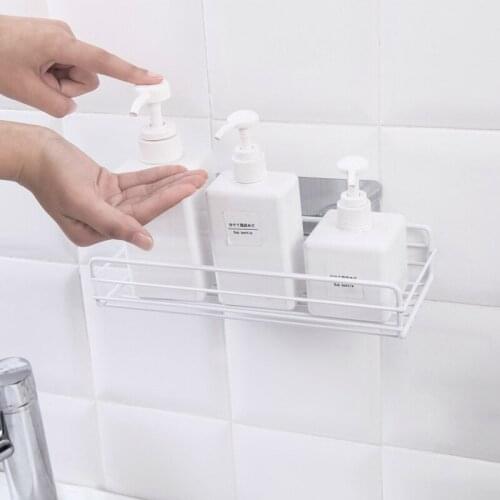 Wall Mounted Bathroom Shelves Floating Shelf Shower Hanging Basket Shampoo Holder WC Accessories Kitchen Seasoning Storage Rack
