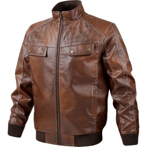 Fad Newest Autumn Leather Jackets And Coats Men High Quality Aviator Bomber Leather Coat Male Motorcycle Jacket Outwear