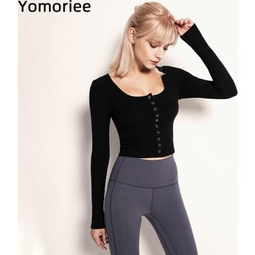 Autumn and Winter Thread Yoga Shirts Womens Long Sleeve Slim Breathable Quick Dry Round Neck Running Fitness Fitness Top Sexy