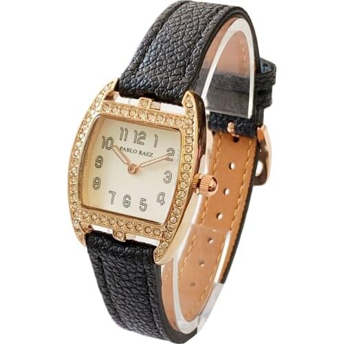 PABLO RAEZ Top Brand Luxury Fashion Diamond Wristwatches Women Dress Casual Quartz Ladies Watch Orange Leather Waterproof Clocks