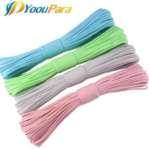 50M Glow In Dark Nylon Paracord 550 7Strands Survival Luminous Parachute Cord Lanyard Rope Outdoor Camping Equipments Paracord