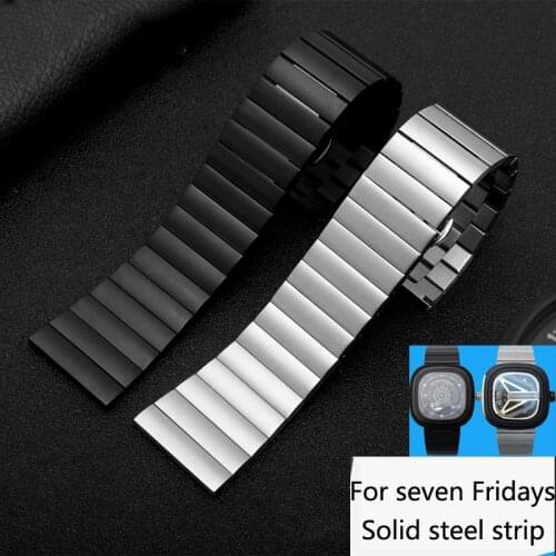 Stainless steel strap is suitable for seven Friday watch strap, Disai fine steel mens watch chain accessories, steel strap 28mm